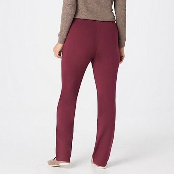 NWT DENIM & CO. ACTIVE FRENCH TERRY PULL-ON PANTS DARK BURGUNDY XS (TALL) - Picture 3 of 7